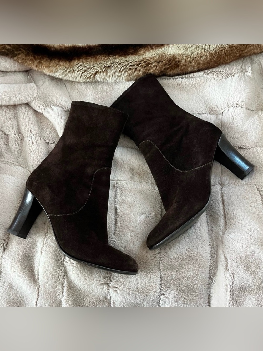 Cordani Dark Brown Suede High Heeled Ankle Boots - 38.5